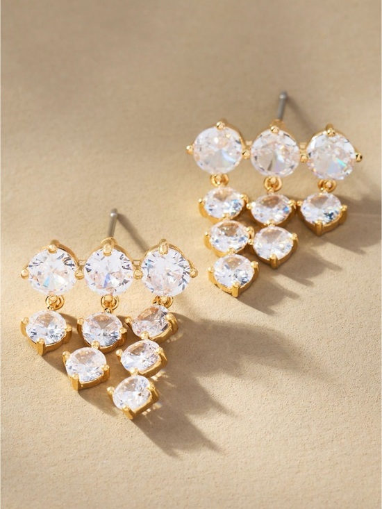 Anthropologie Jewelry - Anthropologie Multi Clear Crystal Cluster Drop Earrings 14k gold plated - NEW!